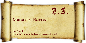 Nemcsik Barna névjegykártya